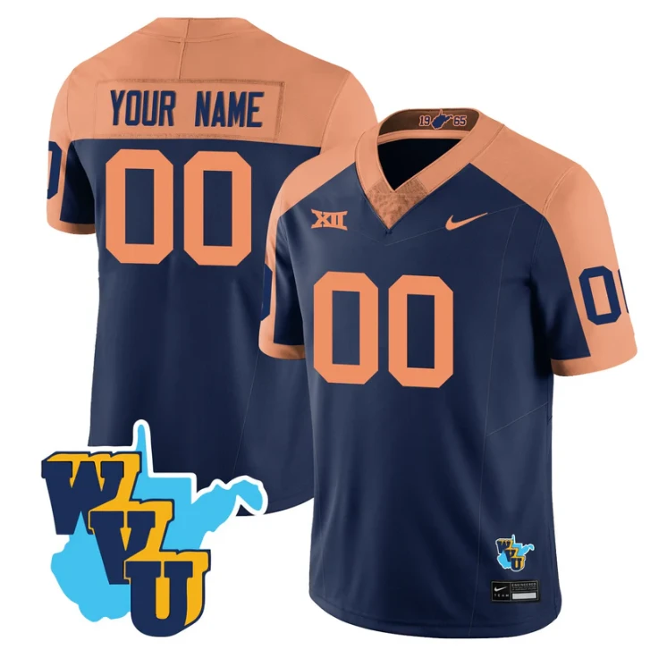 Custom West Virginia Mountaineers Jersey 1965-2025 Throwback Stitched Navy Alternate by NCAA Football Jersey