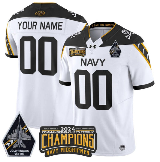 Custom Navy Midshipmen Jersey Commander-in-chief's Trophy Champions White by NCAA Football Jersey
