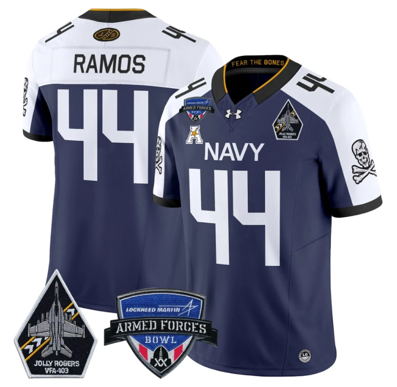 Colin Ramos Jersey #44 Navy Midshipmen 2025 Armed Forces Bowl Navy Alternate by My Store