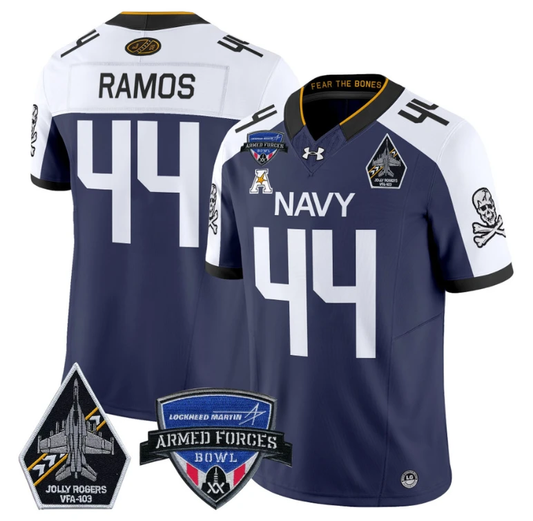 Colin Ramos Jersey #44 Navy Midshipmen 2025 Armed Forces Bowl Navy Alternate by My Store