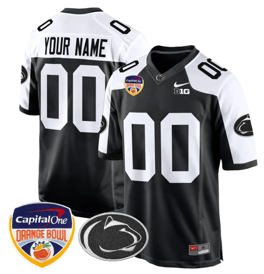 Custom Penn State Jersey Name, Number Orange Bowl Patch Football Black Alternate by My Store