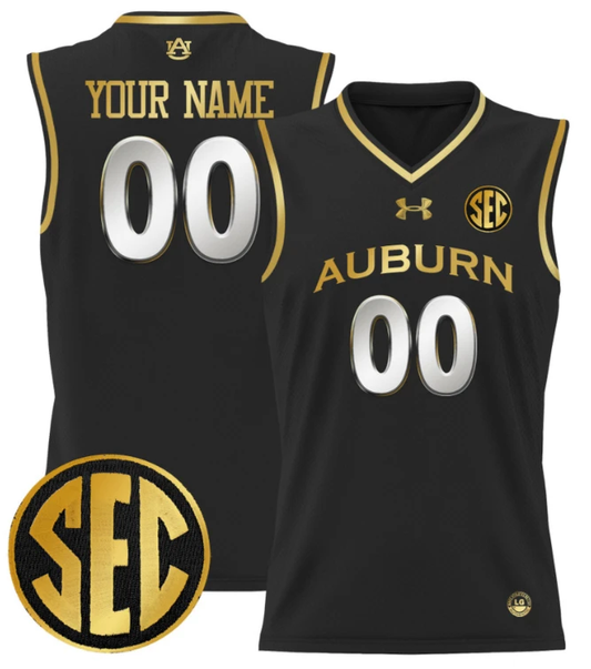 Custom Auburn Tigers Jersey Name, Number 2024 Lightweight Basketball Black Gold by My store basketball