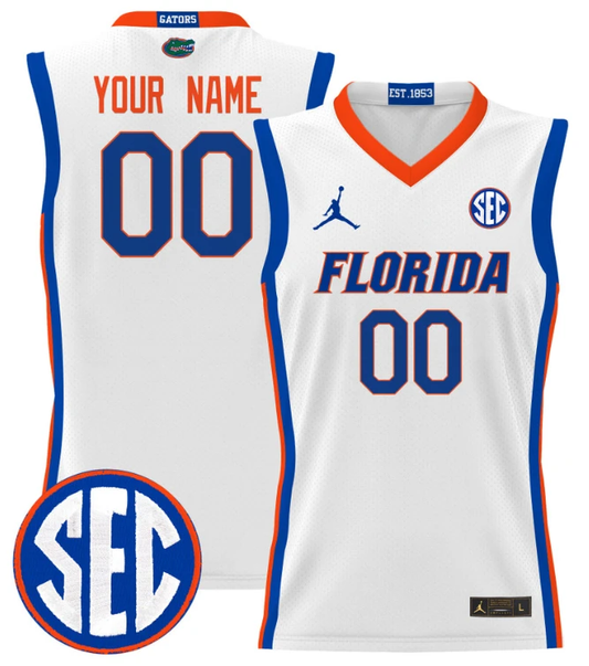 Custom Florida Gators Jersey Name, Number 2024 Lightweight Basketball White by My store basketball