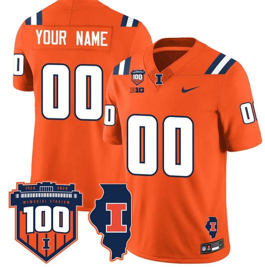 Custom Illinois Fighting Jersey Name and Number Vapor Limited College Football Stitched Orange by My Store
