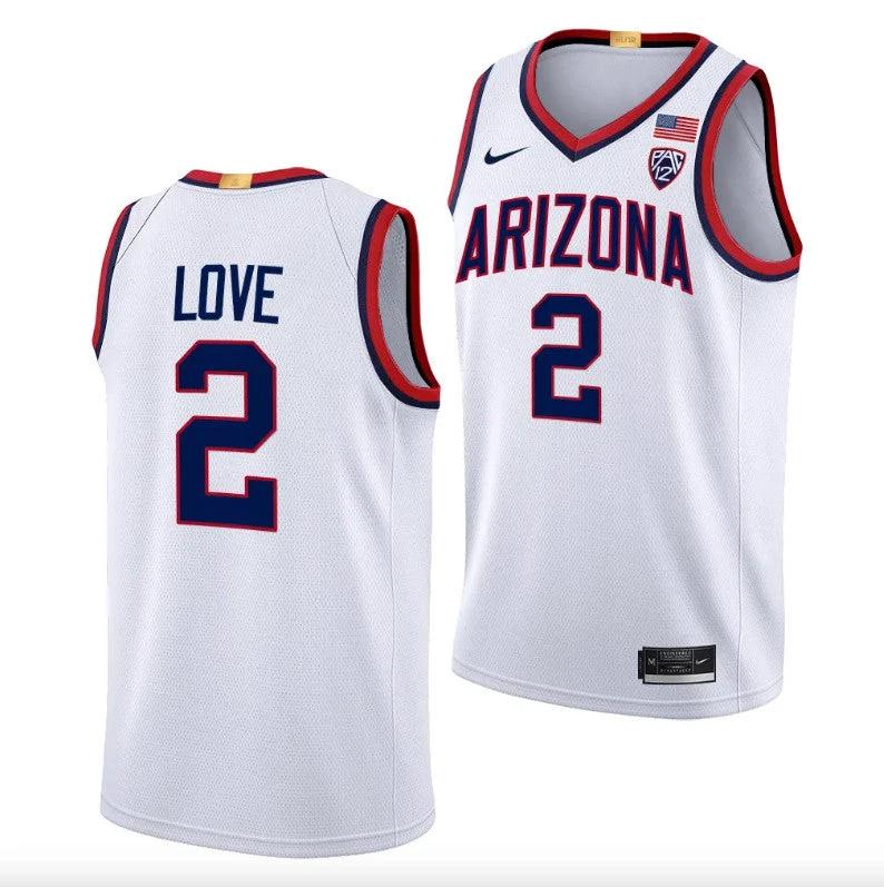 Caleb Love Jersey #2 Arizona Wildcats College Basketball White by My store basketball