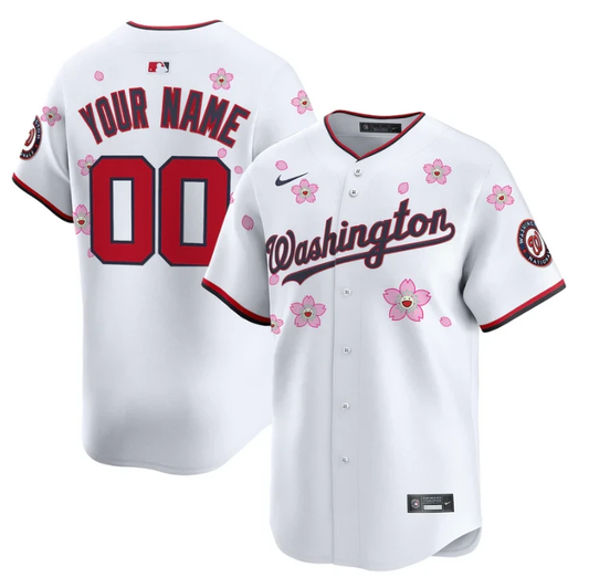 Custom Washington Nationals Jersey Name, Number Cherry Blossom Vapor Premier Limited Stitched White by My Store