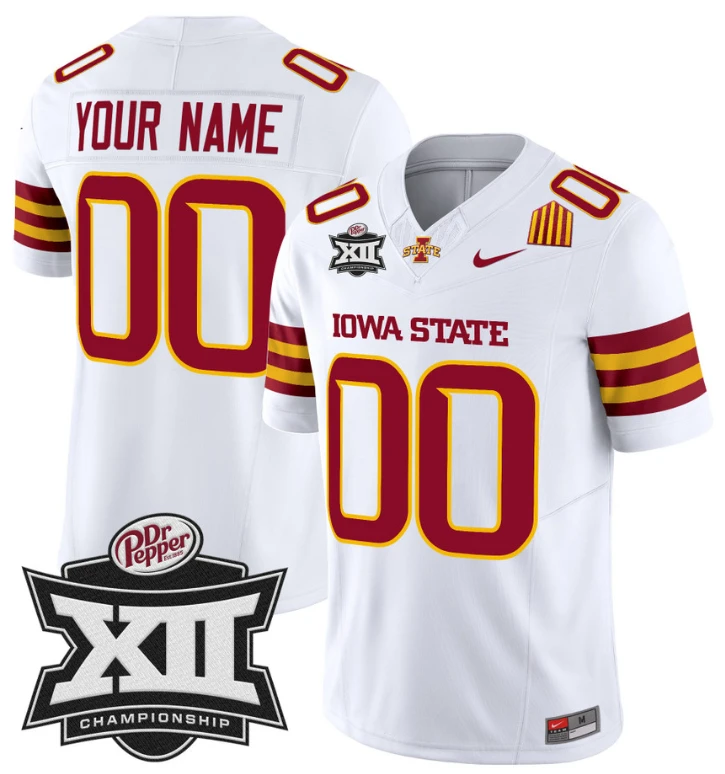 Custom Iowa State Jersey Name and Number 2024 Championship Patch White by My Store
