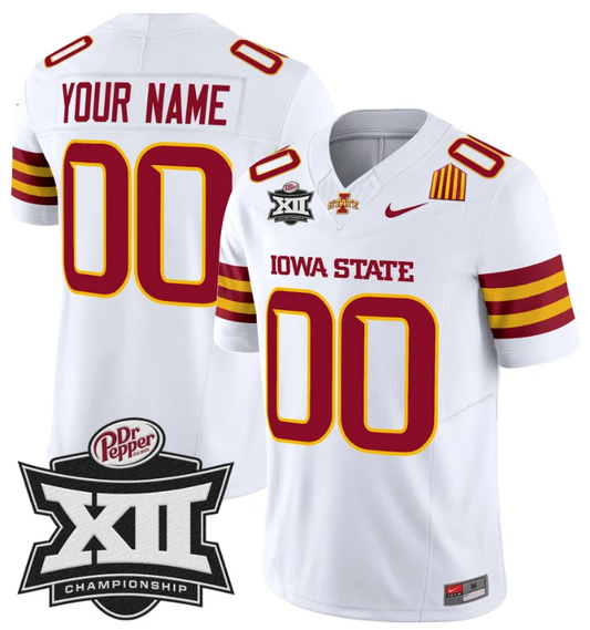 Custom Iowa State Jersey Name and Number 2024 Championship Patch White by My Store