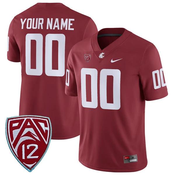 Custom Washington State Cougars Jersey Name and Number College Football Crimson Home Game – All Stitched by My Store