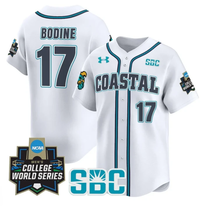Caden Bodine Jersey #17 Coastal Carolina Chanticleers 2025 World Series White by My Store