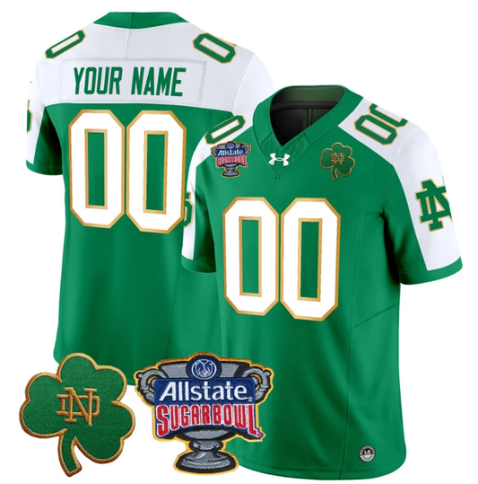 Custom Notre Dame Fighting Irish Jersey 2024 Sugar Bowl Patch Vapor Green Alternate by NCAA Football Jersey