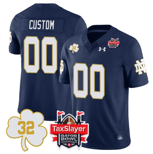 Custom Notre Dame Fighting Irish Jersey Name, Number TaxSlayer Gator Bowl Navy by My Store