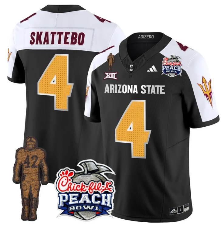 Cam Skattebo Jersey #4 Arizona State Peach Bowl Patch Football V2 Black Alternate by My Store