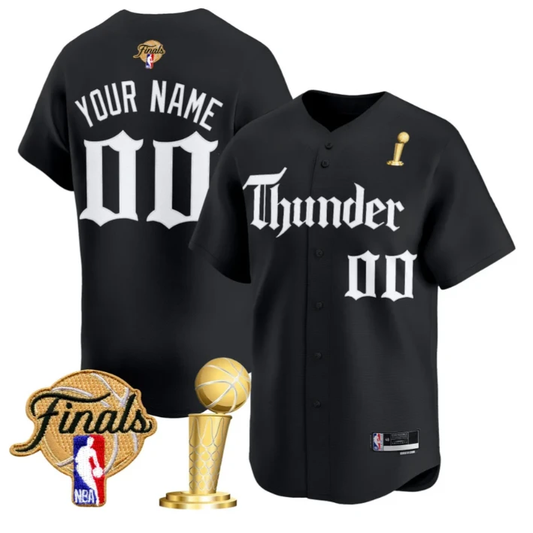 Custom Oklahoma City Thunder Jersey Gothic Storm 2025 Champions Stitched Black by My Store