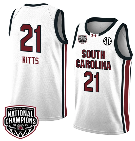 Chloe Kitts Jersey #21 South Carolina Gamecocks 2024 NCAA Basketball National Champions White Red by My store basketball