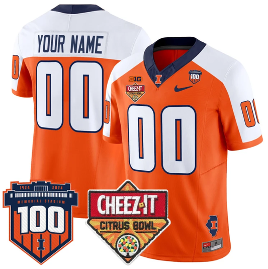 Custom Illinois Fighting Jersey 2025 Cheez-It Citrus Bowl Orange Alternate by My Store