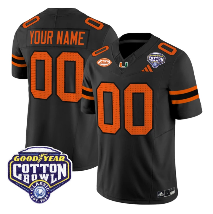Custom Miami Hurricanes Jersey Name, Number 2025 Cotton Bowl Patch Stitched by My Store NCAA Football Jerseys