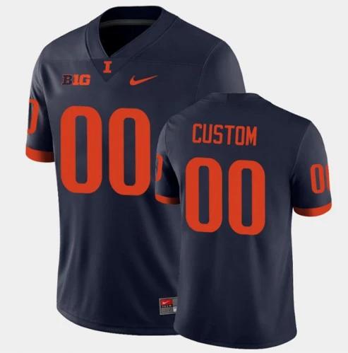 Custom Illinois Fighting Illini Jersey Name and Number NCAA College Football Navy by My Store