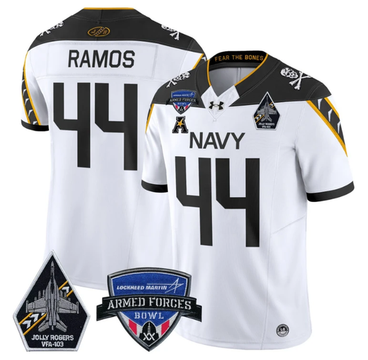 Colin Ramos Jersey #44 Navy Midshipmen 2025 Armed Forces Bowl Football White by My Store