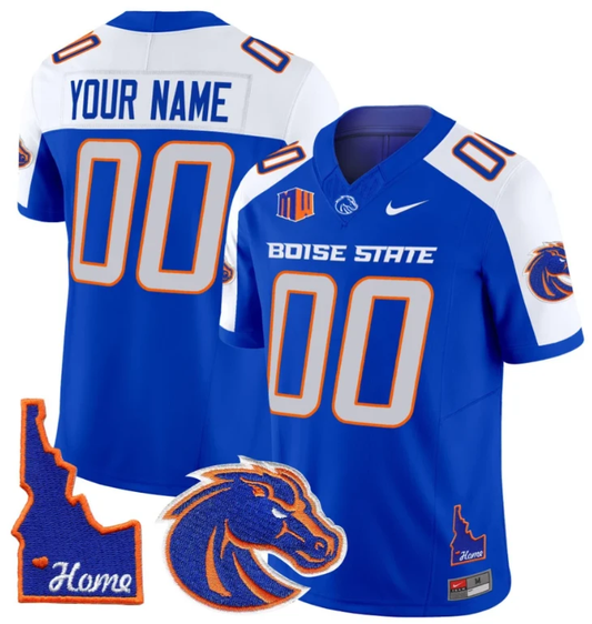 Custom Boise State Broncos Jersey Name, Number Home Patch Vapor Football Royal Alternate by My Store