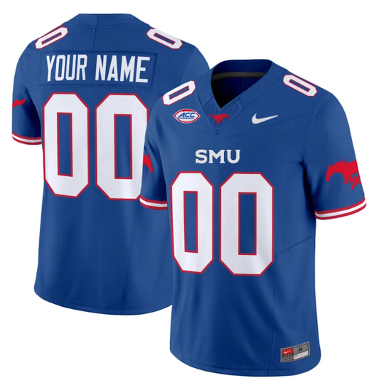 Custom SMU Mustangs Icy Jersey Name and Number College Football Vapor Limited Blue by My Store