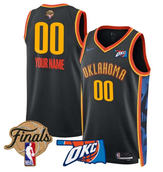 Custom Oklahoma City Thunder Jersey 2025 Finals Swingman Stitched 24 - 25 City by My store basketball