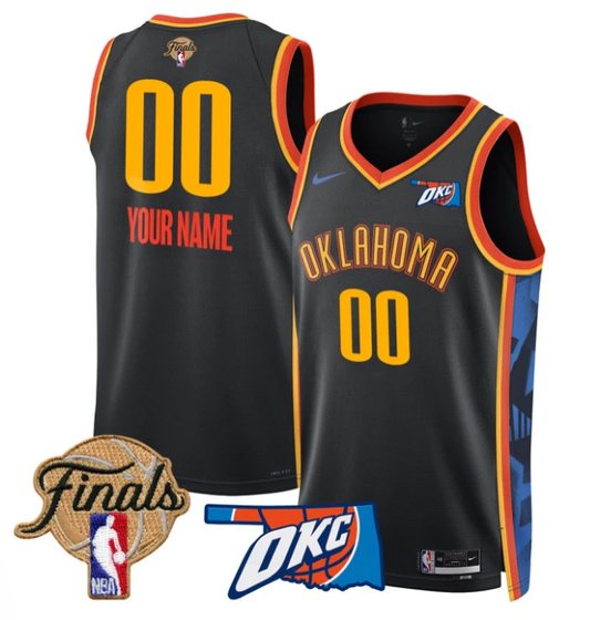 Custom Oklahoma City Thunder Jersey 2025 Finals Swingman Stitched 24 - 25 City by My store basketball