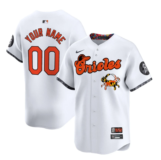 Custom Baltimore Orioles Jersey Maryland Blue Crab Vapor Premier Limited Stitched White by My Store