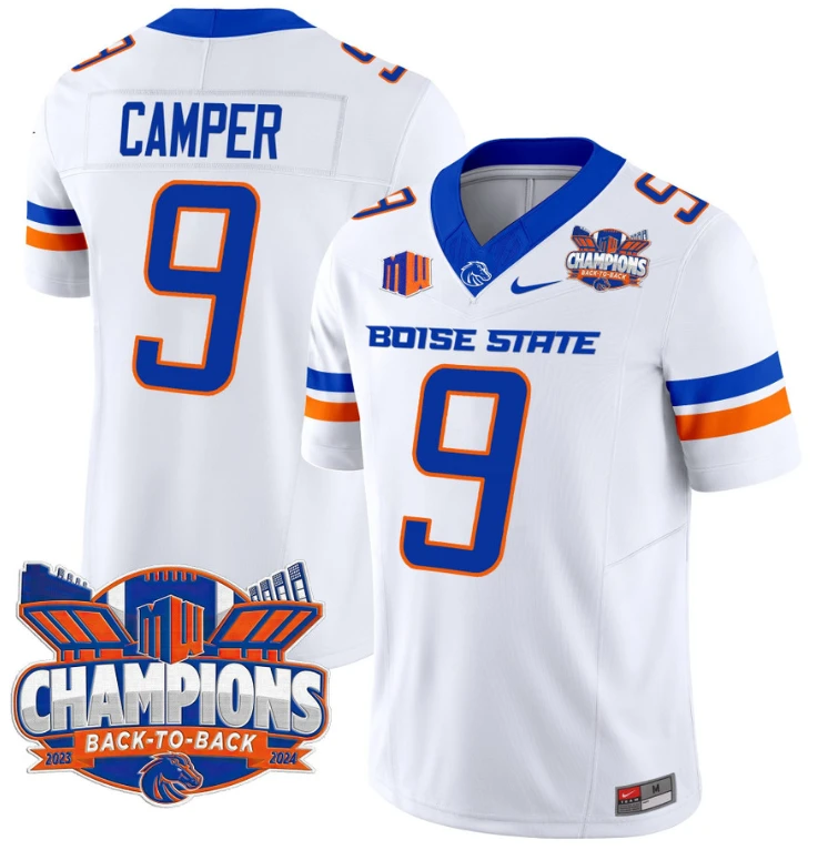 Cameron Camper Jersey #9 Boise State Broncos Back To Back Champions White by My Store