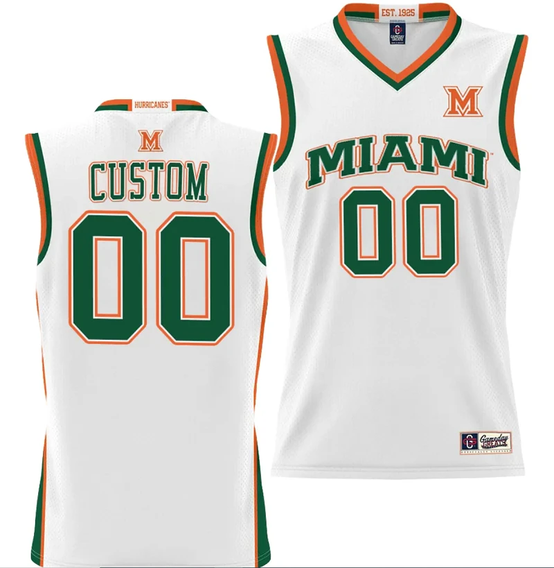 Custom Miami Hurricanes Jersey Name and Number NIL College Basketball Lightweight White by My store basketball