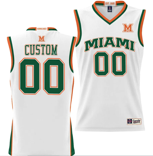 Custom Miami Hurricanes Jersey Name and Number NIL College Basketball Lightweight White by My store basketball