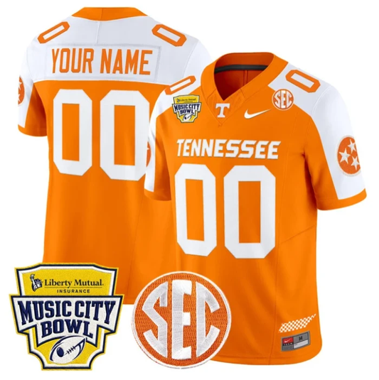 Custom Tennessee Volunteers Jersey 2025 Music City Bowl Vapor Limited Orange Alternate by NCAA Football Jersey