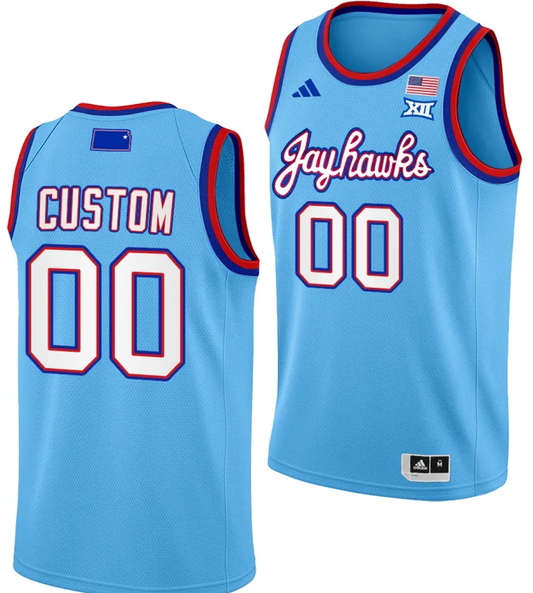 Custom Kansas Jayhawks Jersey Name and Number Basketball DRIP Alternate 2023-24 Baby Blue by My store basketball