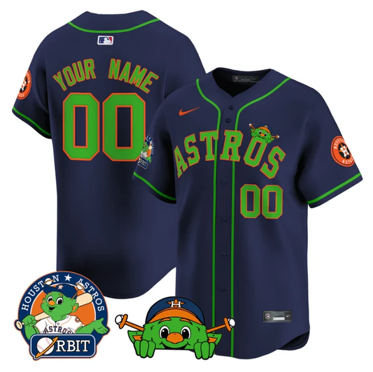 Custom Astros Jersey Name, Number Orbit Patch Vapor Premier Limited V3 Stitched Navy by My Store