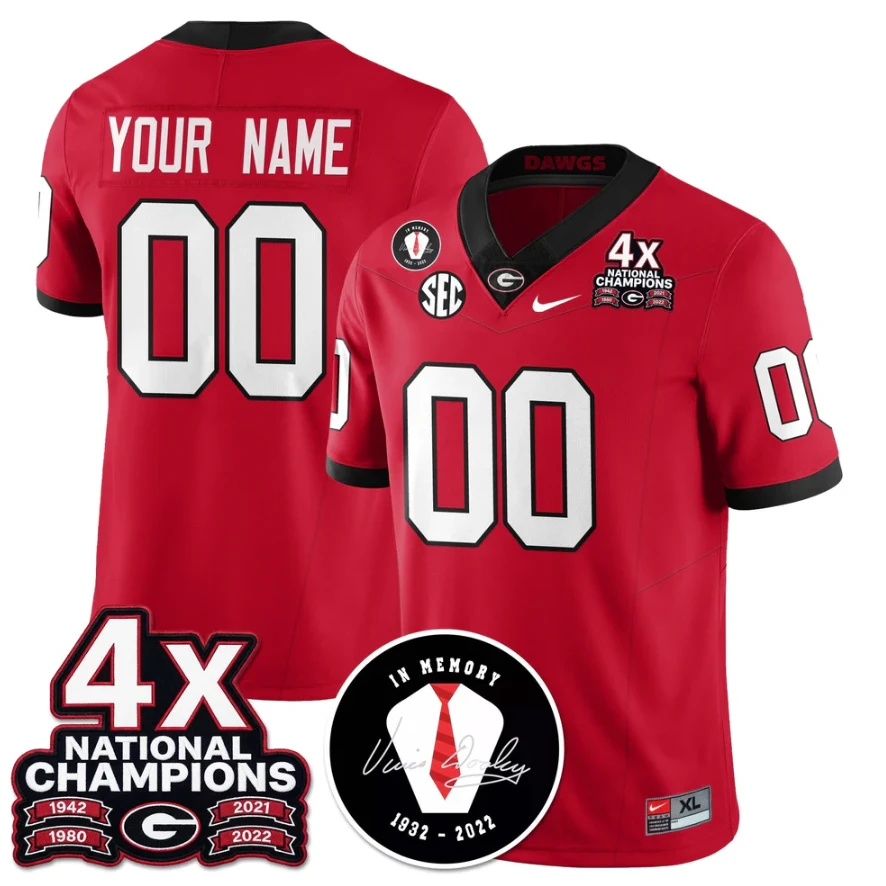 Custom Georgia Bulldogs Jersey 4x-Time National Champions Stitched by My Store NCAA Football Jerseys