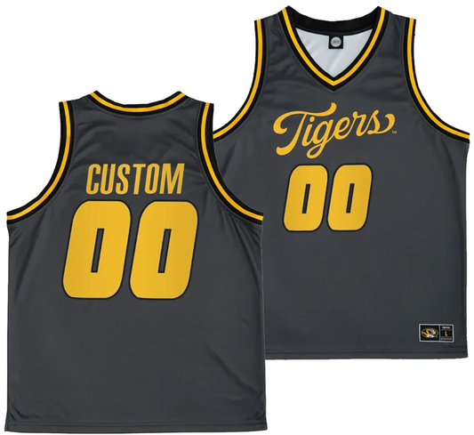 Custom Missouri Tigers Jersey Name and Number Anthracite Alternate Script College Basketball by My store basketball
