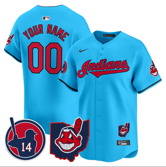 Custom Cleveland Indians Jersey Larry Doby Patch Vapor Premier Limited Stitched Light Blue by My Store