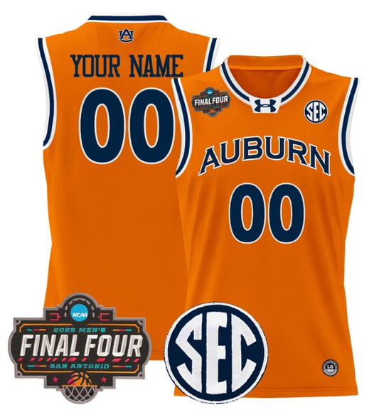 Custom Auburn Tigers Jersey 2025 Final Four Patch Basketball Stitched Orange by My store basketball