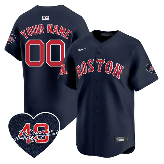Custom Boston Red Sox Jersey Tim Wakefield Limited Memorial Patch Stitched Navy by My Store