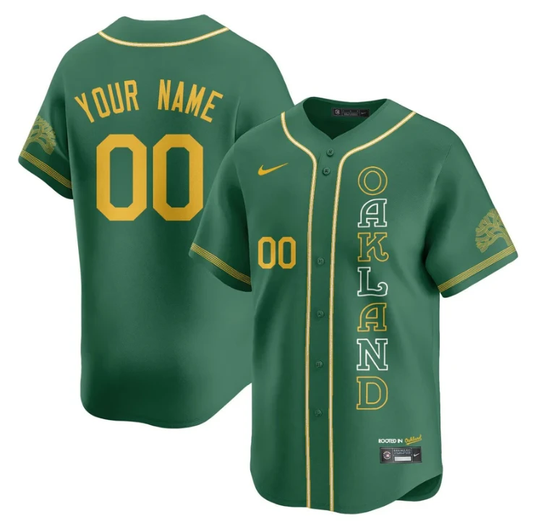 Custom Oakland Athletics Jersey Name, Number City Connect Concept Stitched Green by My Store