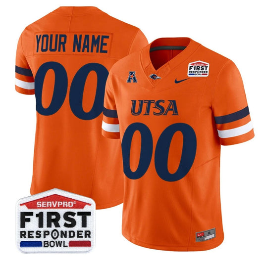Custom UTSA Roadrunners Jersey 2025 First Responder Bowl Stitched Orange by NCAA Football Jersey