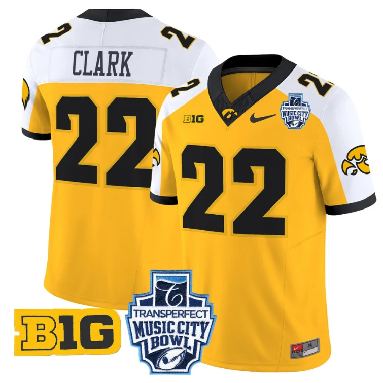 Caitlin Clark Jersey #22 Iowa Hawkeyes 2024 Music City Bowl Gold Alternate by My Store