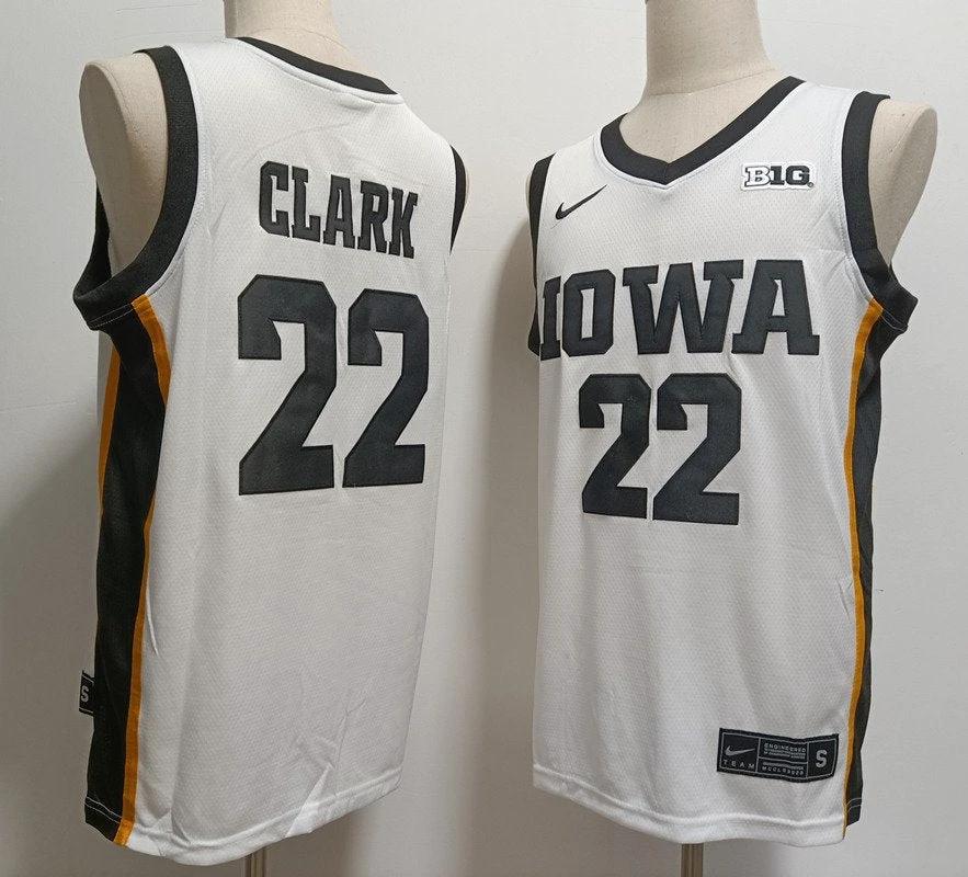 Caitlin Clark Jersey #22 Iowa Hawkeyes Ncaa College Basketball White Black by My store basketball