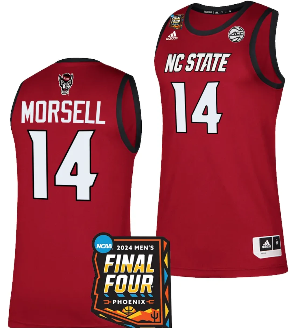Casey Morsell Jersey #14 NC State Wolfpack 2024 NCAA March Madness Final Four Basketball Red by My store basketball