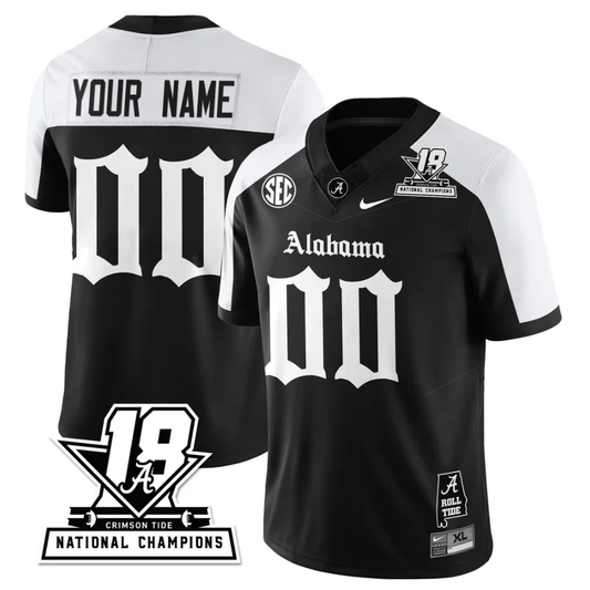 Custom Alabama Crimson Jersey 18x-Time National Champions Gothic Stitched by My Store NCAA Football Jerseys