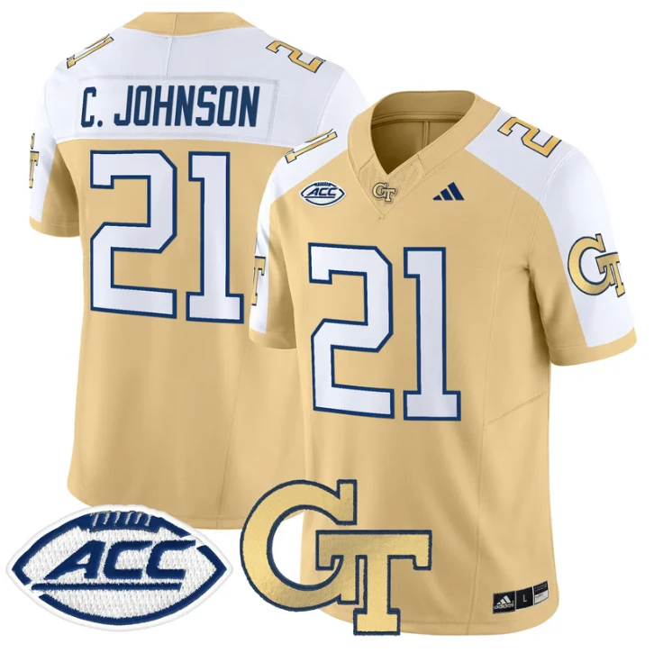Calvin Johnson Jersey #21 Georgia Tech Yellow Jackets 2025 Stitched Gold Alternate by NCAA Football Jersey