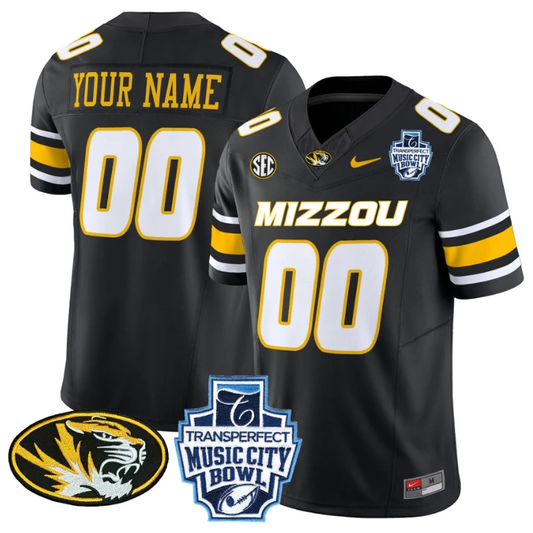 Custom Missouri Tigers Jersey 2024 Music City Bowl Football Black by My Store