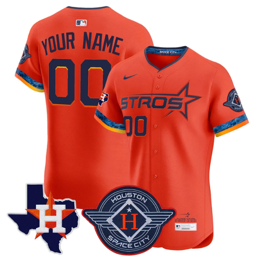 Custom Houston Astros Jersey 2025 City Connect Texas Patch Vapor Premier Elite Stitched Orange by My Store