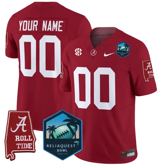 Custom Alabama Crimson Tide Jersey 2025 ReliaQuest Bowl Patch Crimson by My Store