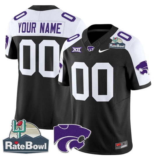 Custom Kansas State Wildcats Jersey 2025 Rate Bowl Patch Football Black Alternate by My Store